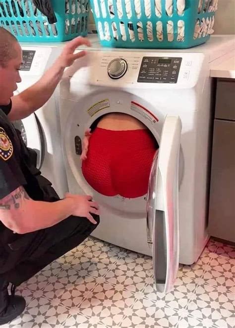 Chick with large tits gets a vibrator stuck in her pussy. . Stuck in dryer porn